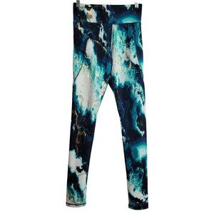 Old Navy Women Powersoft Leggings Blue Green Gold XXL Marbled High Rise Pockets